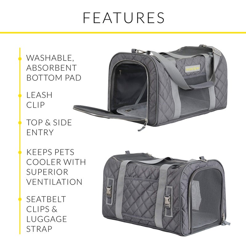 rocket & rex Dog Carrier Airline Approved. Soft-Sided Cat Carrier, Pet Carrier. Everyday Use, Car, Plane Travel. Collapsible, Rigid Frame for Easy Storage. - Image 4